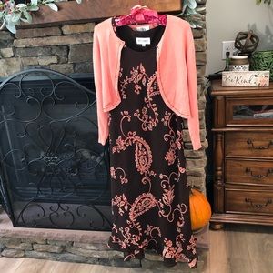 Studio I Lined dress with matching sweater.